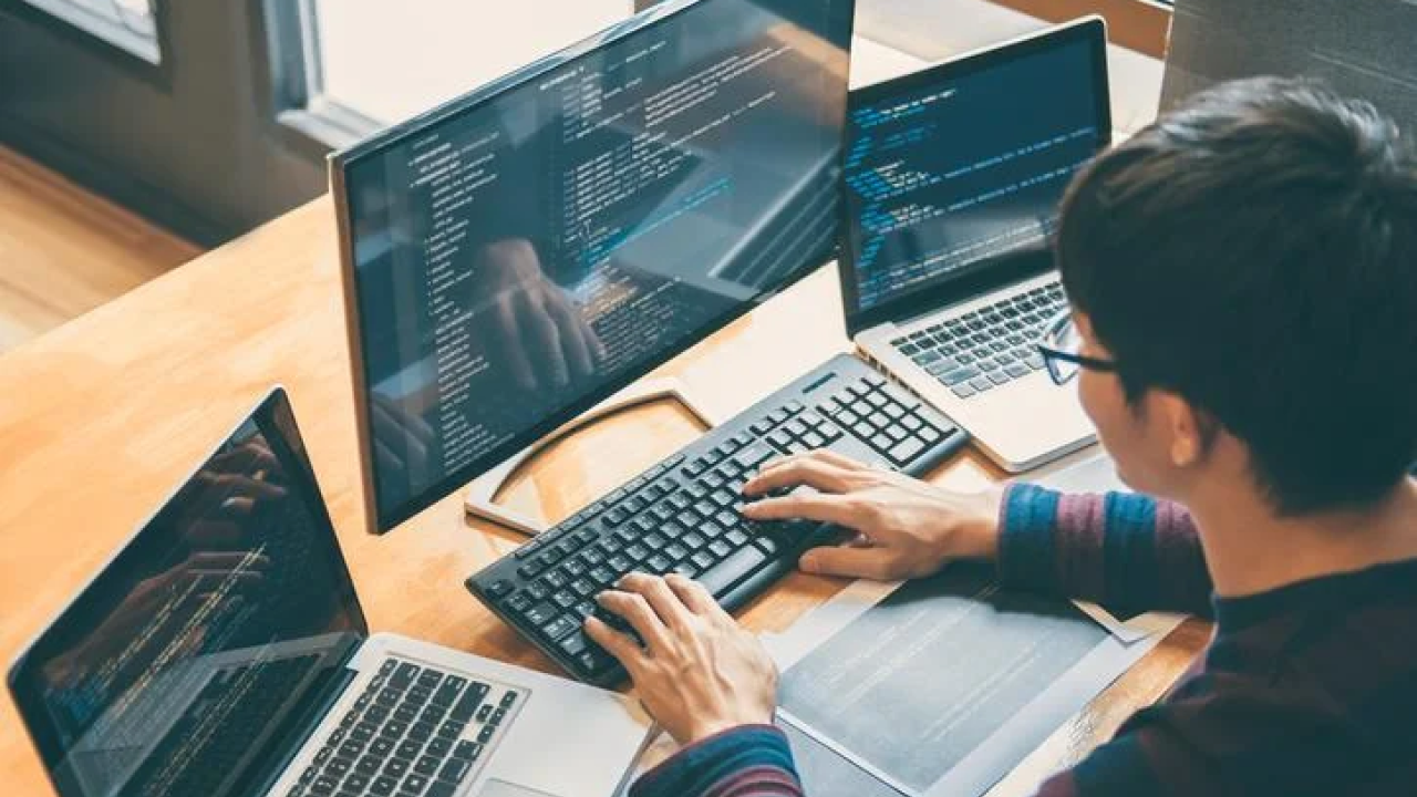 Professional working on laptop